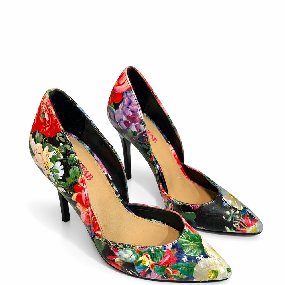 JustFab Floral Stiletto Heels Size 6 Colorful Statement Pumps Party